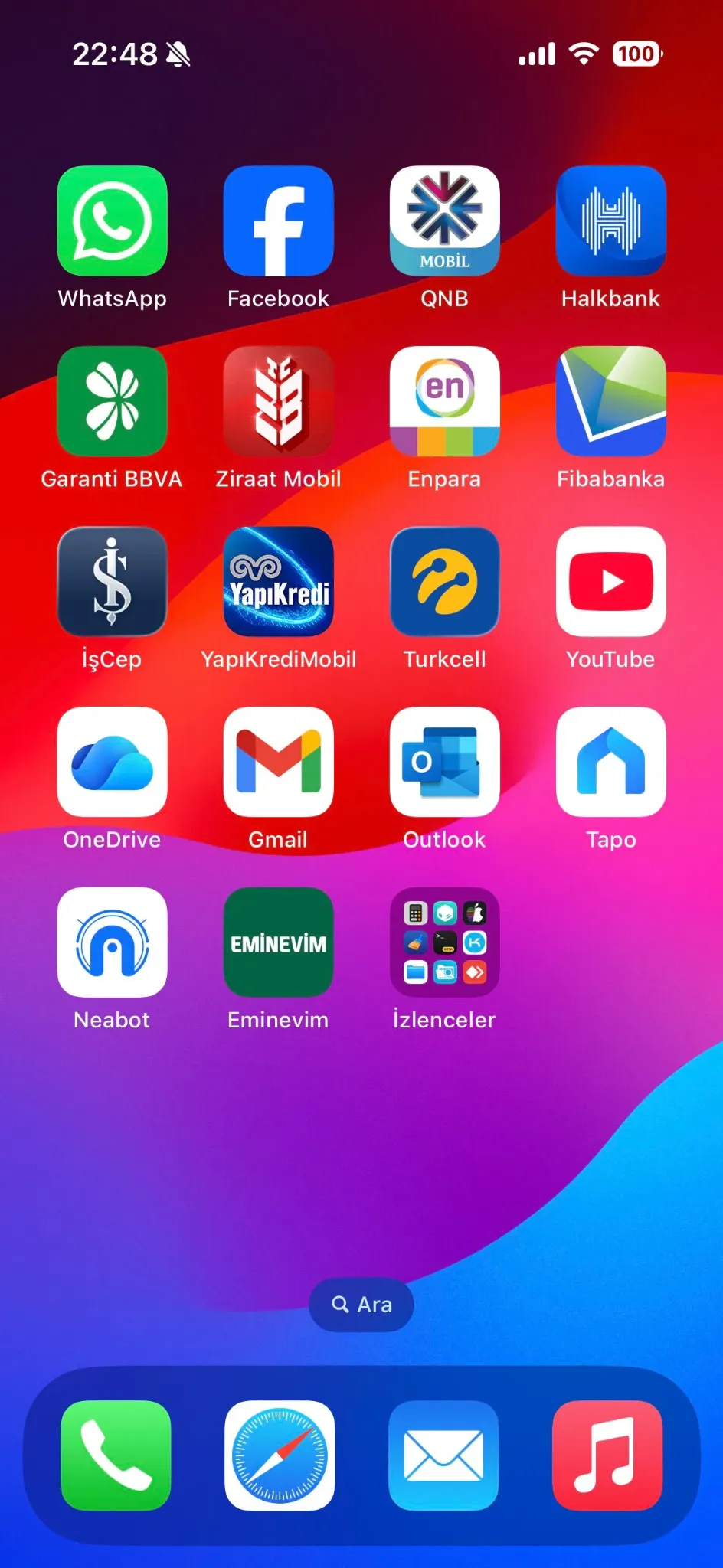iPhone Home Screen with hidden apps